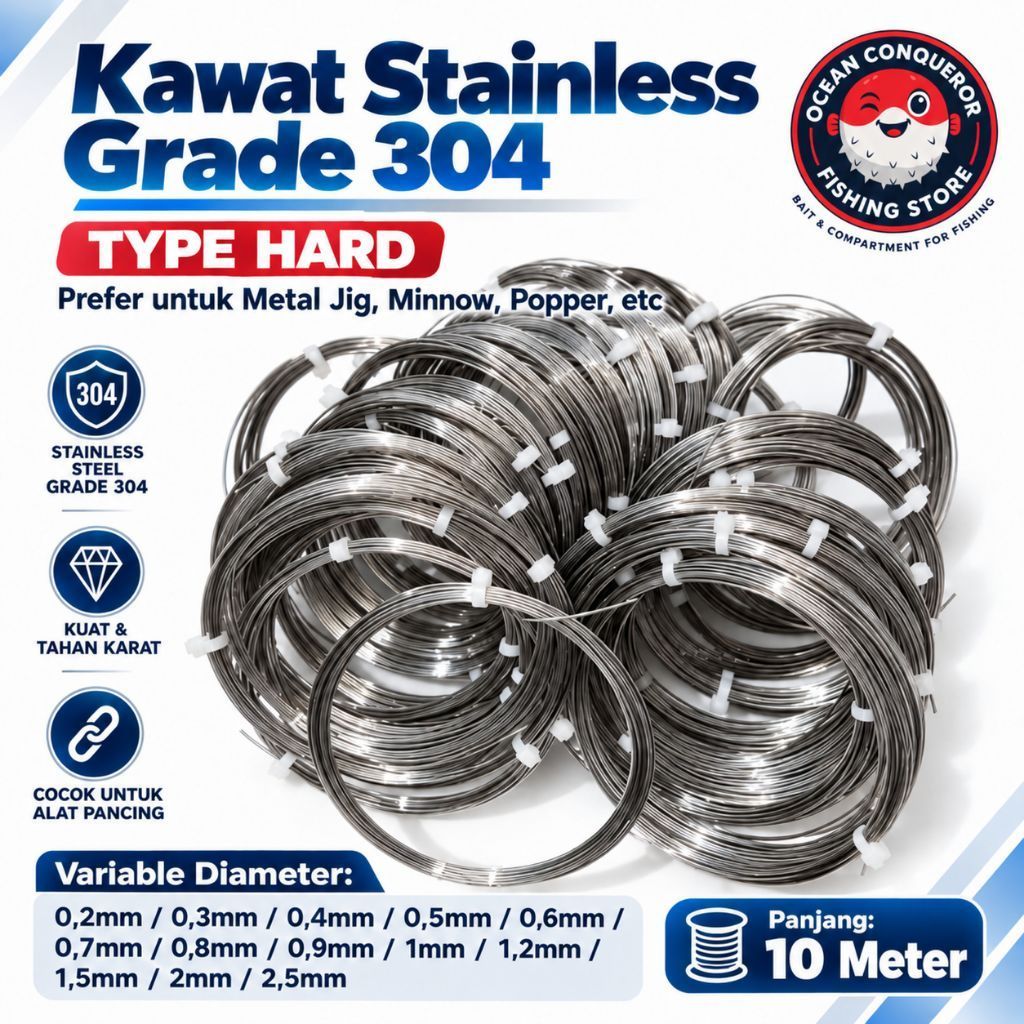 10 METER KAWAT HARD SUS304 STAINLESS STEEL KAKU METAL JIG MINNOW LURE MAKER KAWAT NECKLIN [ALM09]