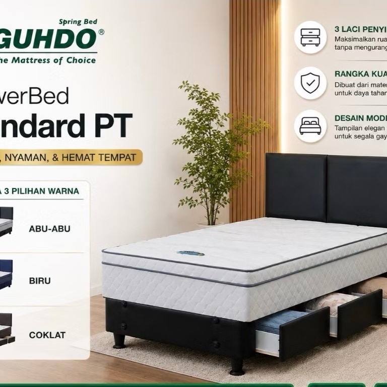 GUHDO Kasur Divan Laci Guhdo Standard Plushtop - Ranjang Laci - Drawer Bed - Drawerbed Fullset