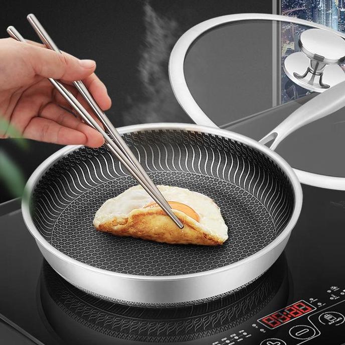 Wajan Stainless Steel 316 / Wok Frying Pan Honeycomb AntiLengket