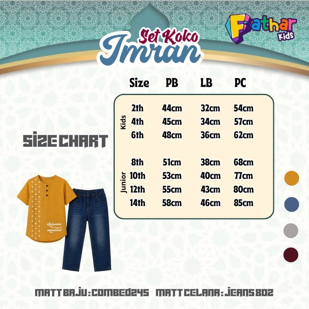 PO‼️setelan koko anak SET KOKO IMRAN  by FATHAR.KIDS 2-14y