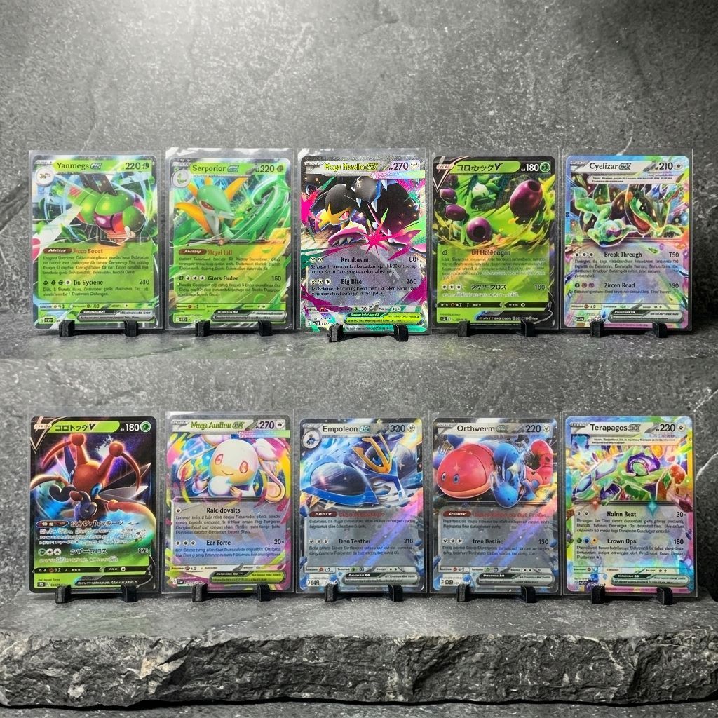 Yanmega ex, Serperior ex, Mega Mawile ex, Arboliva V, Cyclizar ex, Kricketune V, Mega Audino ex, Emp