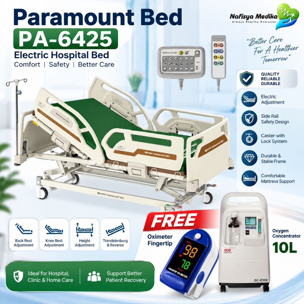 Paramount Bed PA-6425 Tempat Tidur Pasien Elektrik Hospital Bed + Free Oximeter & Oxygen Concentrato