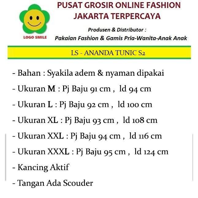 Diskon Ananda Tunik S2 - Logo Smile (Ls) - Ukuran M-3Xl - New Arrival