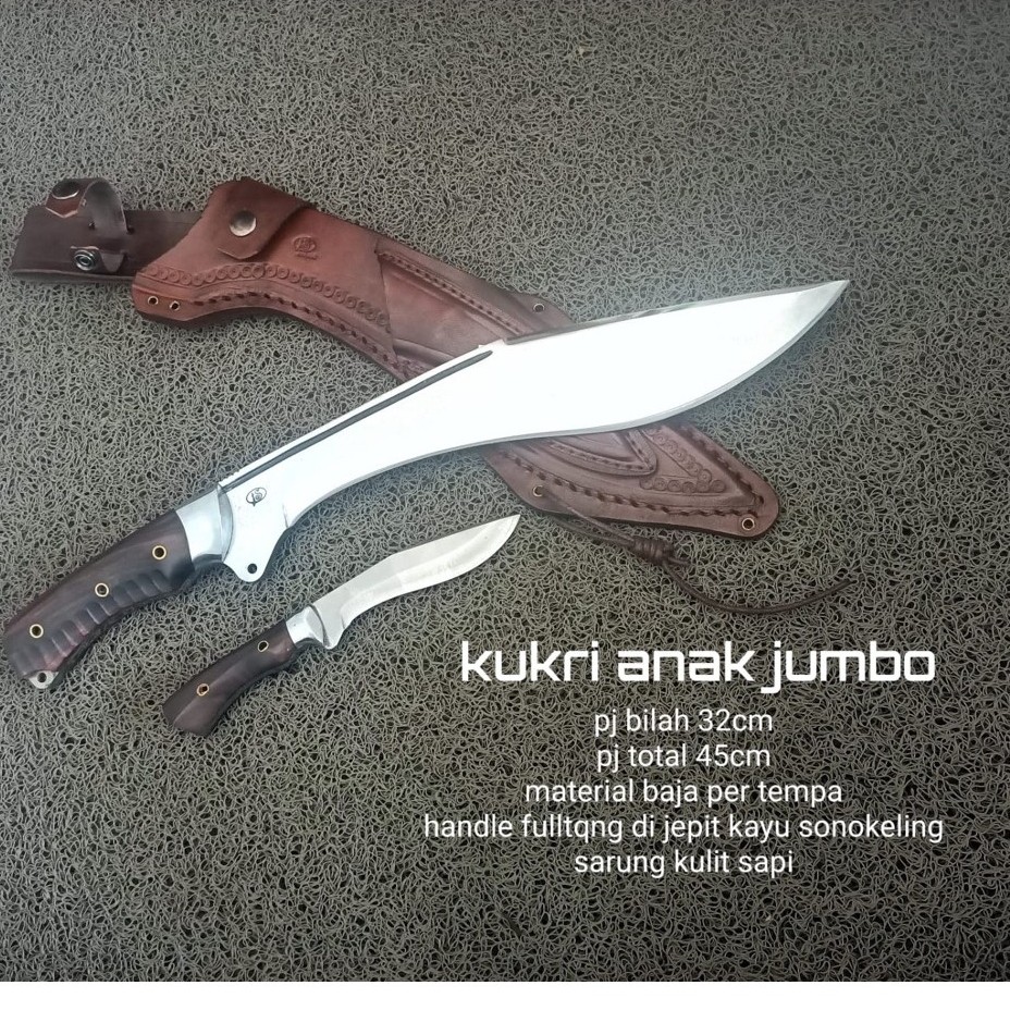 PISAU KUKRI SURVIVAL ANAK JUMBO SARUNG KULIT