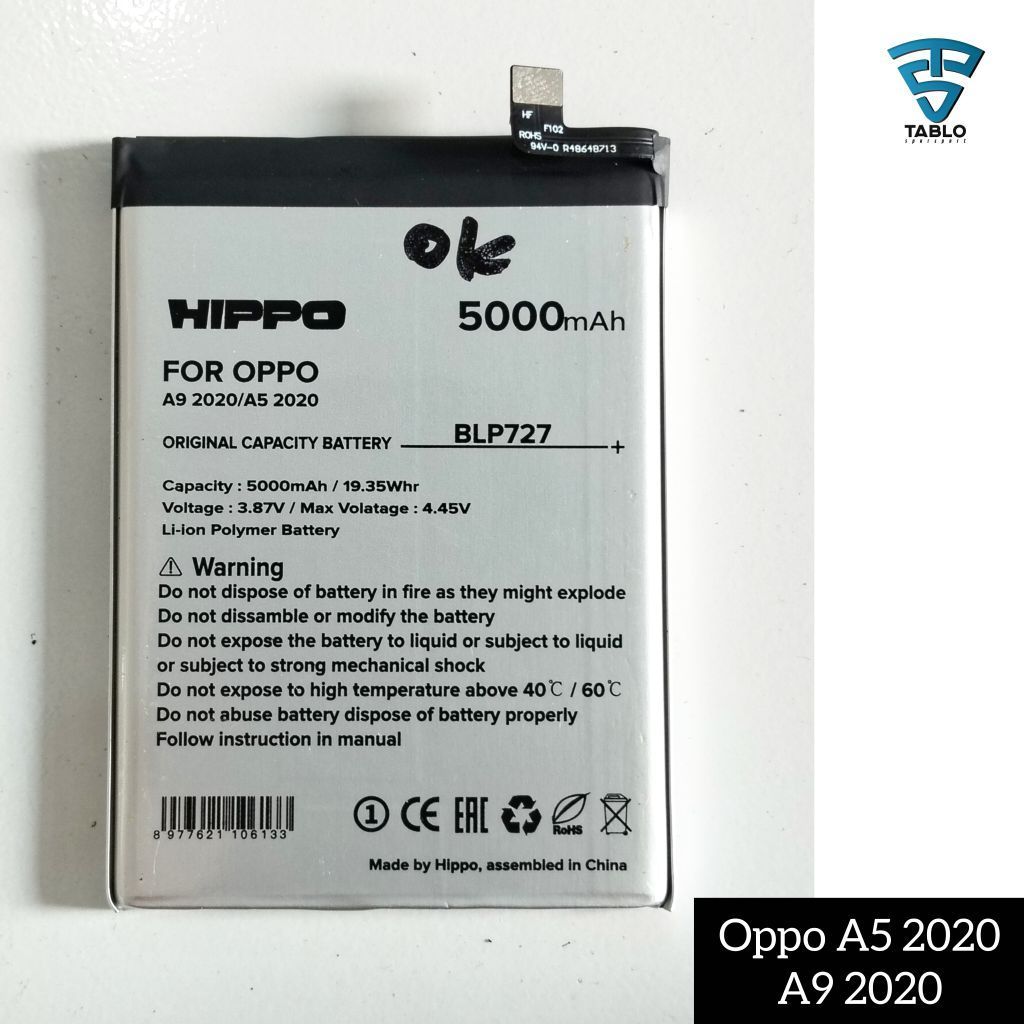 Baterai Hippo untuk Oppo A5 2020 A9 2020 BLP727 second