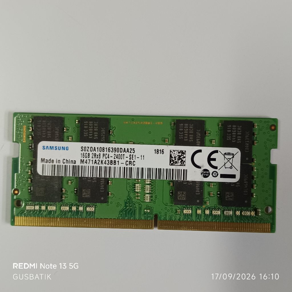 sodim ram memori laptop ddr4 16GB samsung pc4 2400t 2400 second original