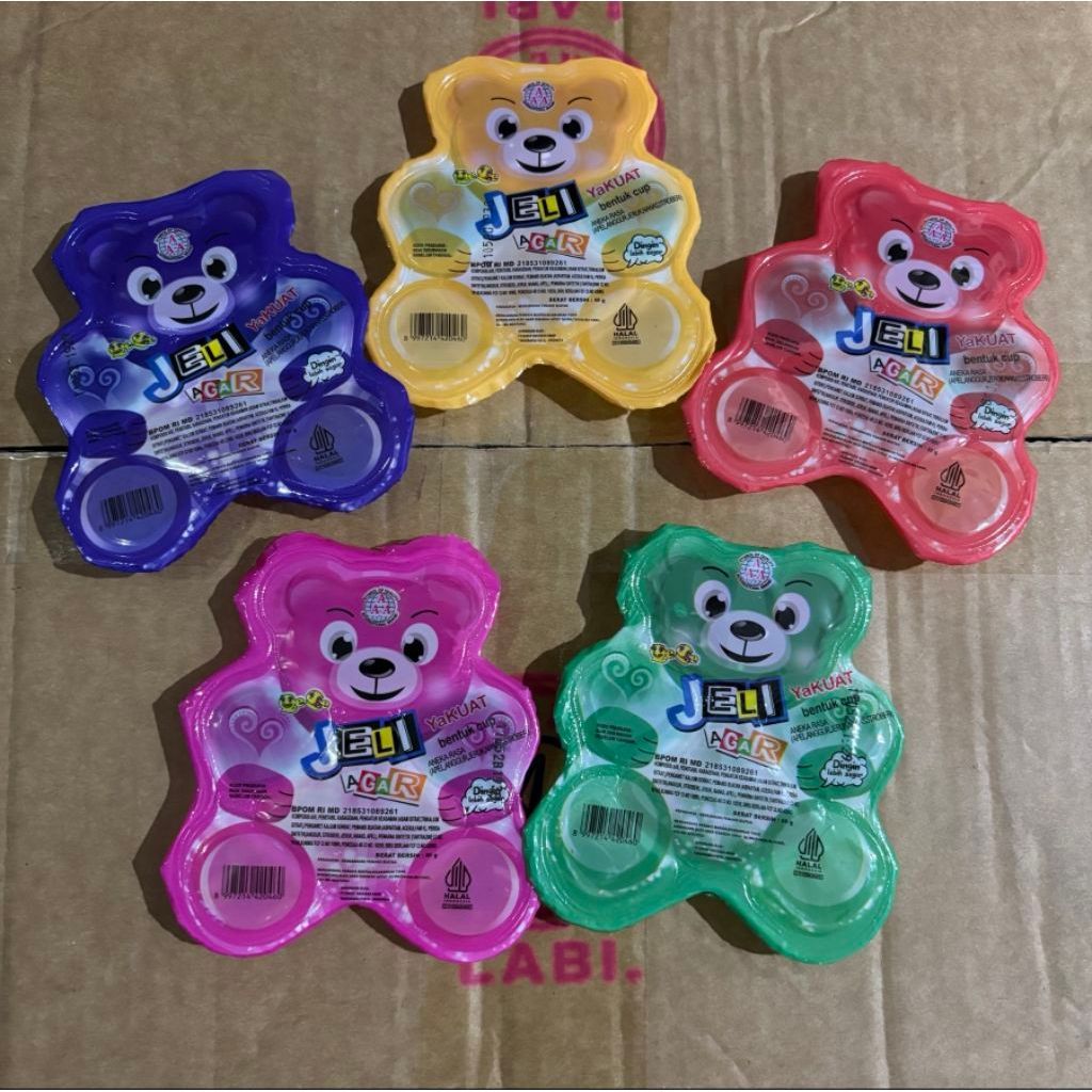 AAA QEQE JELI AGAR BENTUK BERUANG YAKUAT CUP – ANEKA RASA ISI 20 PCS