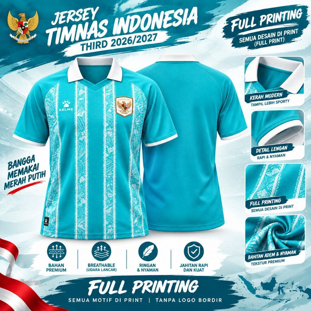 JERSEY TIMNAS INDONESIA THIRD TERBARU 2026/2027 - JERSEY TIMNAS INDONESIA BIRU KETIGA 2027
