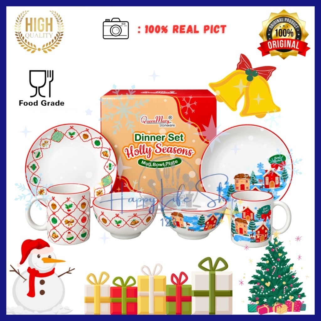 SPECIAL GIFT EDISI NATAL Dinner Set 3pcs / Hampers Mug Bowl Plate / Hampers Dinner Set 3pcs
