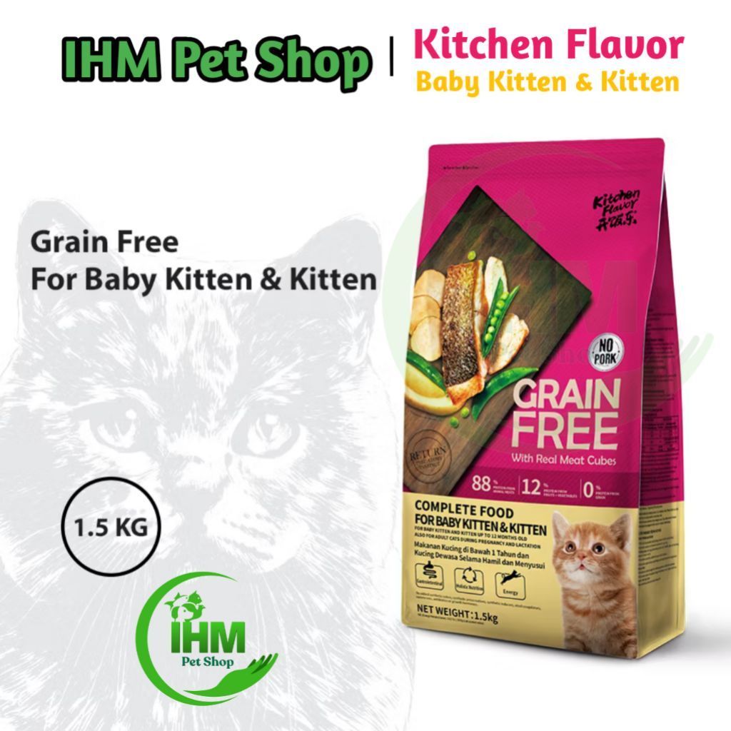 IHM - Kitchen Flavor Grain Free Baby Cat & Kitten Food - 1,5 kg Dry Food Kitchen Flavor Makanan Kuci