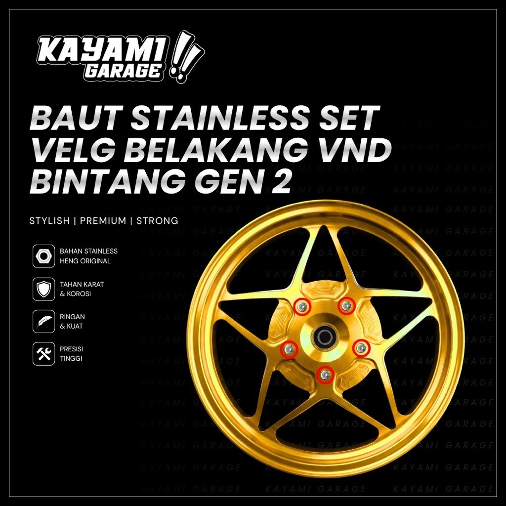 Baut stainless velg belakang vnd bintang gen 2