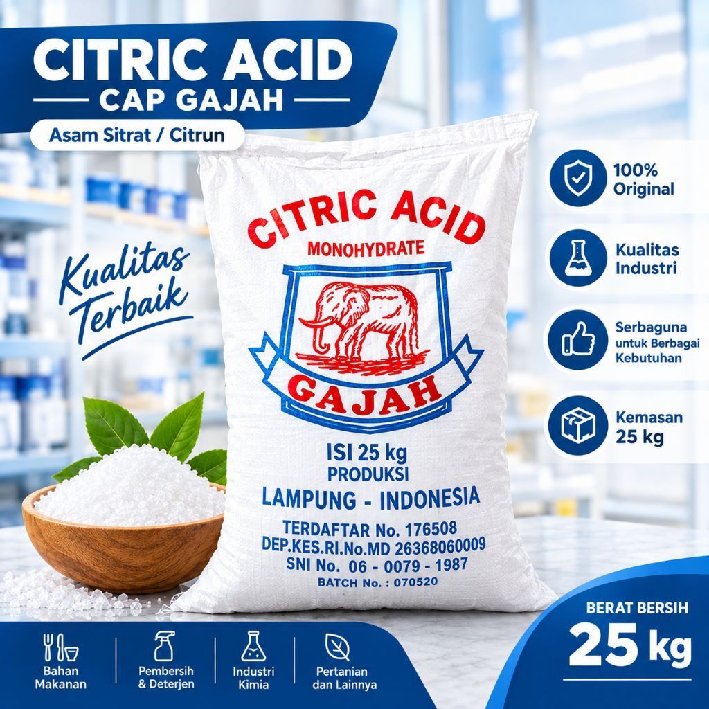 Citrun Cap Gajah 500gr / 1Kg | Citric Acid Pembersih Kerak
