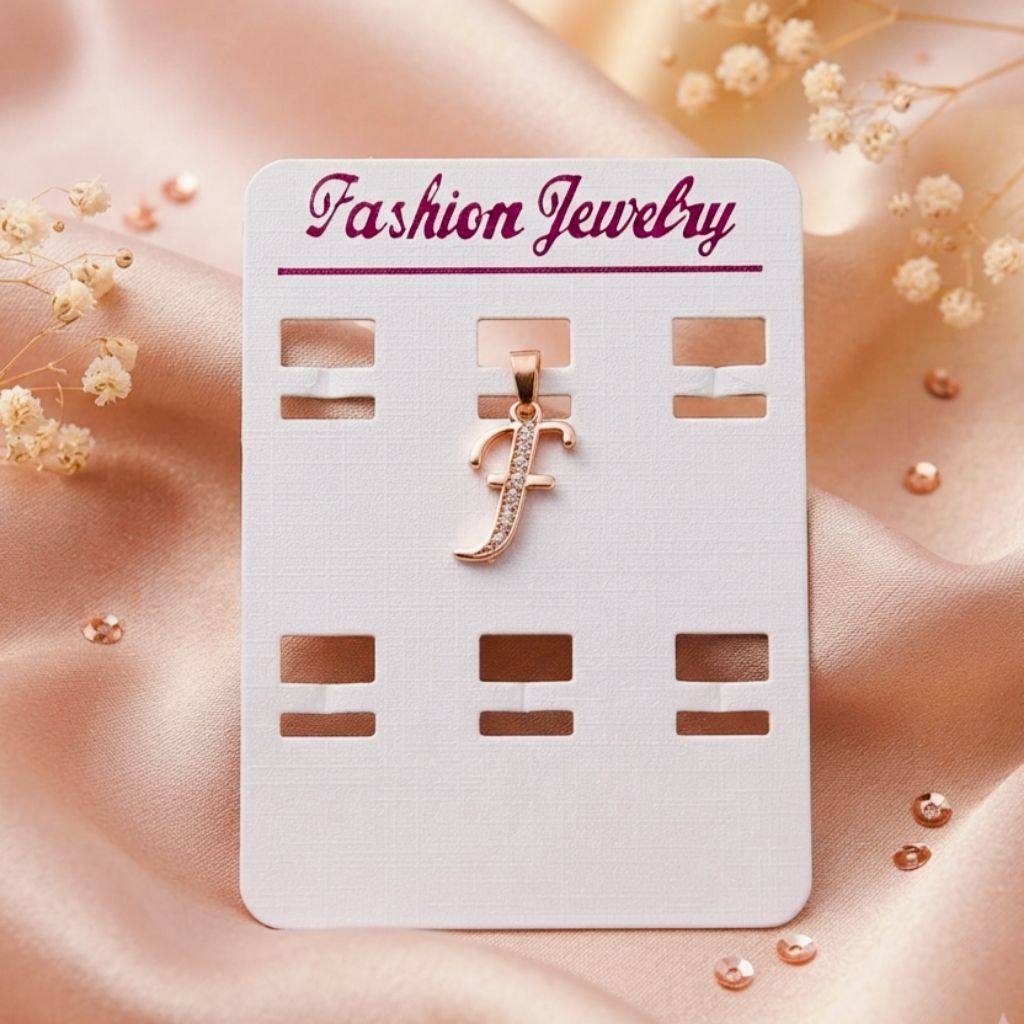 Liontin Permata Ukir Huruf "F" Kilap Emas Fashion Wanita Aksesoris Perhiasan