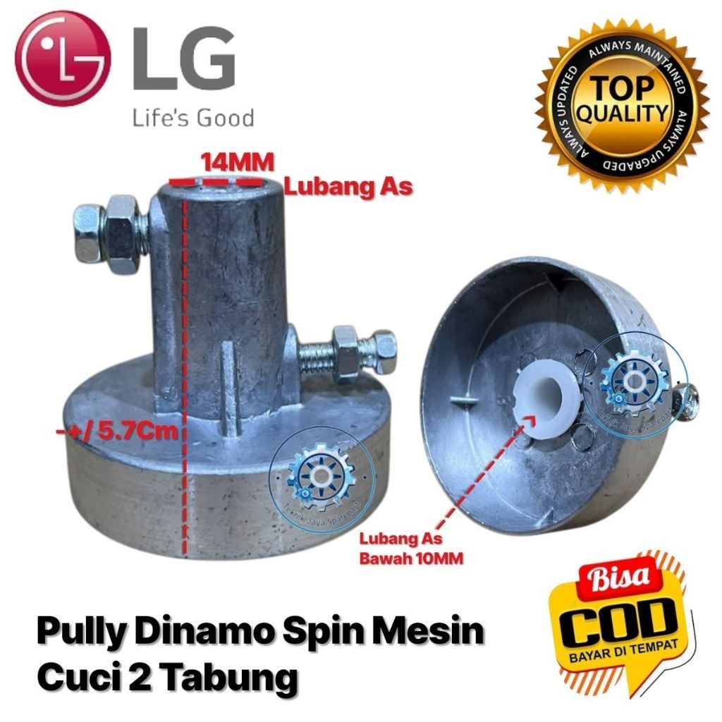 Pully Dinamo Spin Mesin Cuci LG 2 Tabung As 10mm/14mm - Pully Dinamo Spin