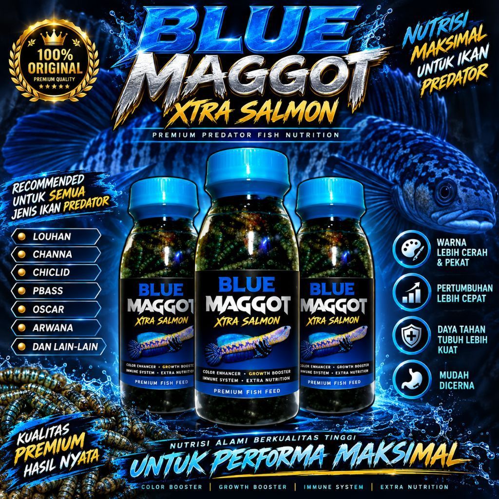 Blue Maggot Pakan Channa Kemasan Botol 100 ml