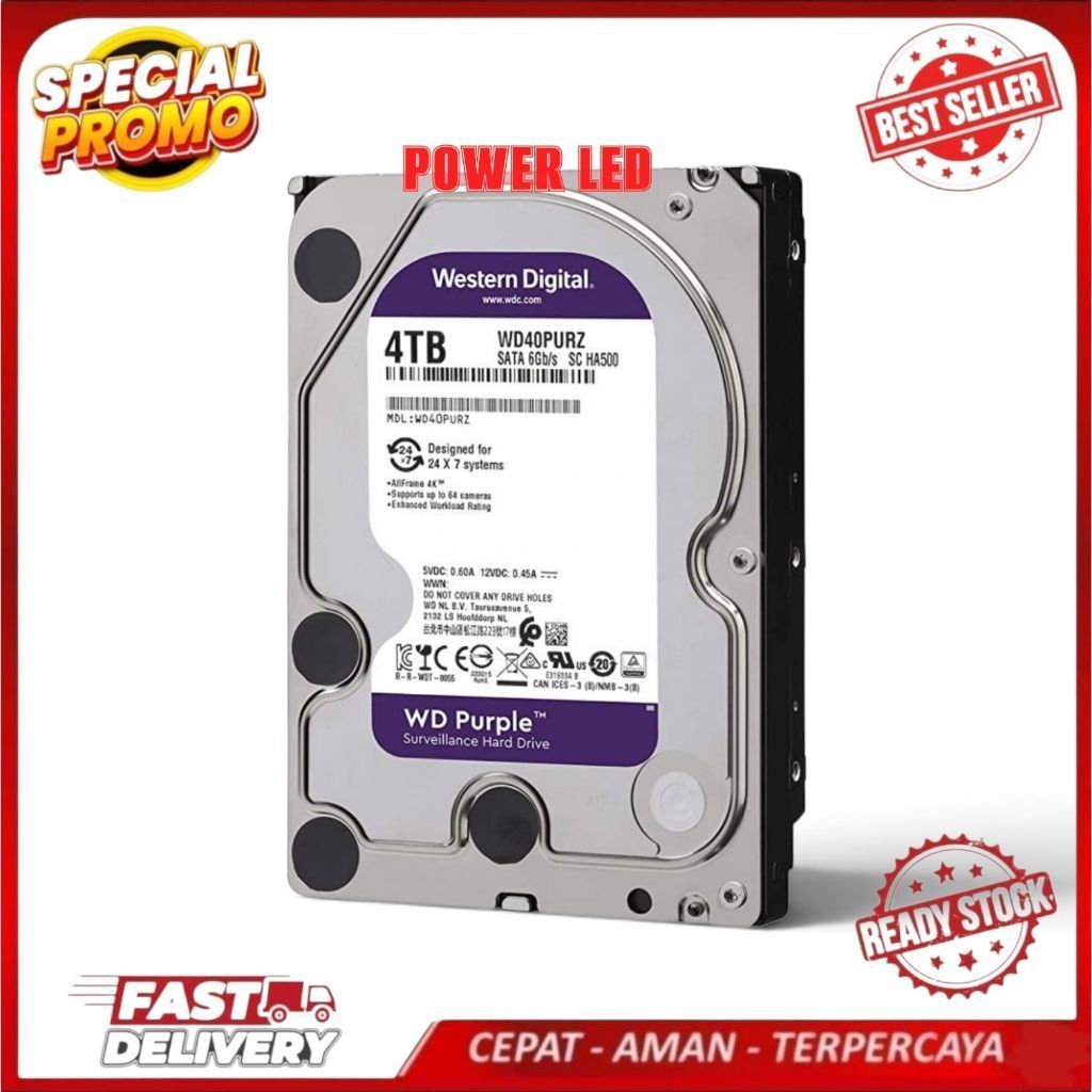 WD Purple 4TB / WD CCTV 4TB / WD Surveillance 4TB / WD Purple 4 TB / HDD/ HD/ Hardisk/ Harddisk