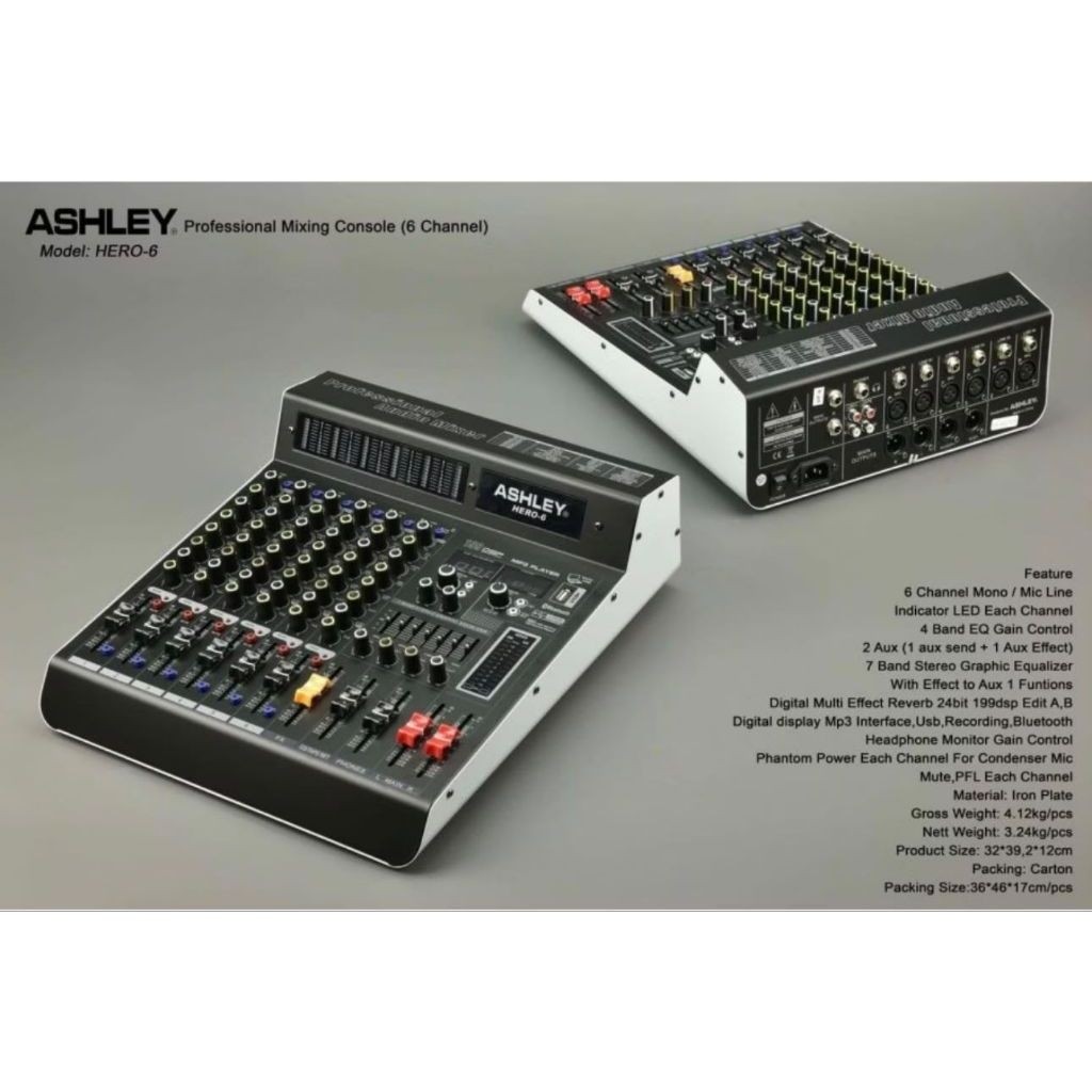 MIXER ASHLEY 6 CHANNEL EFEK ALESIS ASHLEY HERO6 HERO-6 HERO 6 ORIGINAL BERGARANSI RESMI ASHLEY