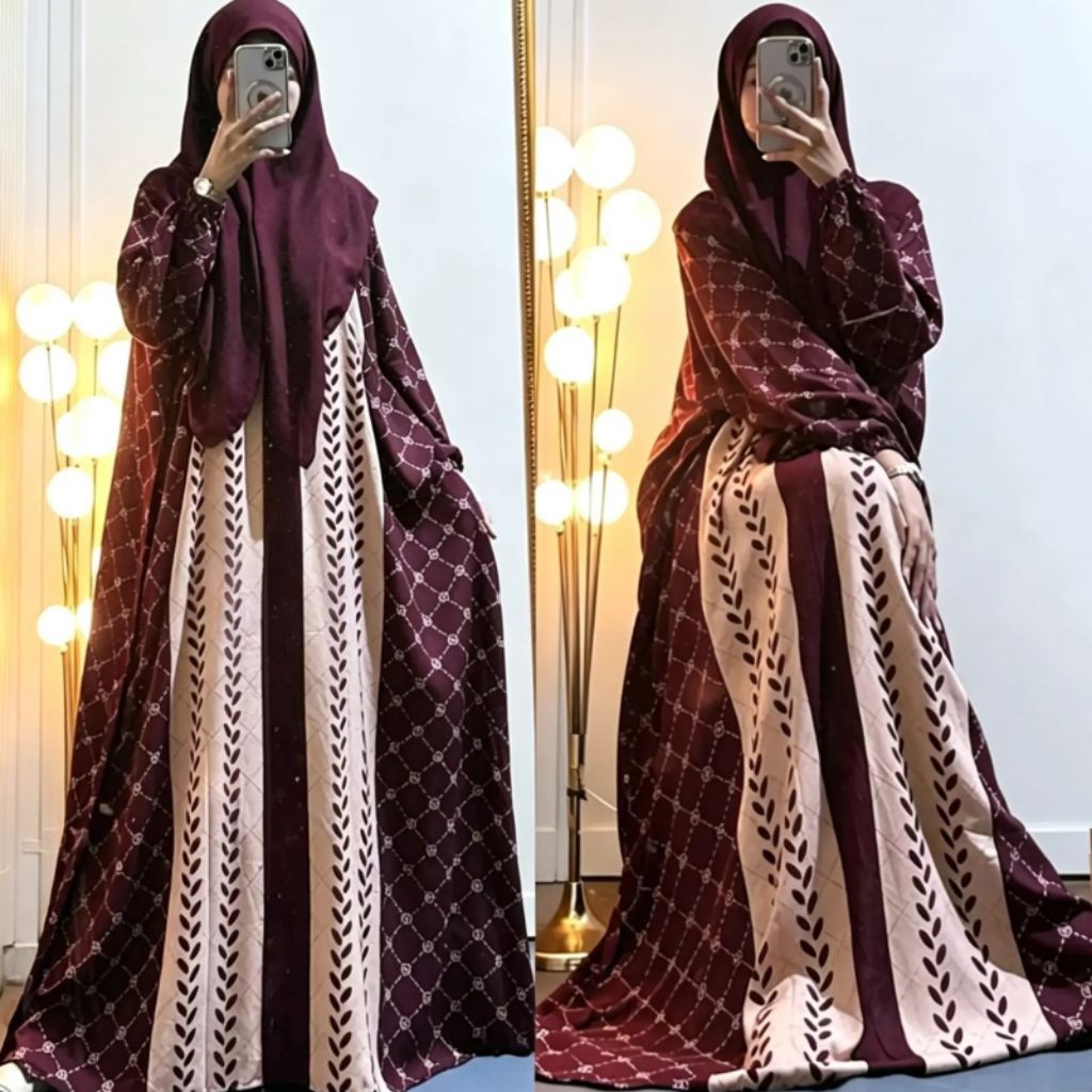 Kaftan Motif Madinah Jumbo Busui Homey Dress Adem Rayon Simpel Elegan Premium Motif Terbaru Kaftan K