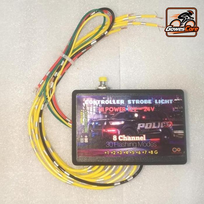 MODUL STROBO LIGHT BAR BLITZ PJR HIGH POWER 12V 24V 8 CHANNEL 30 MODE KEDIP