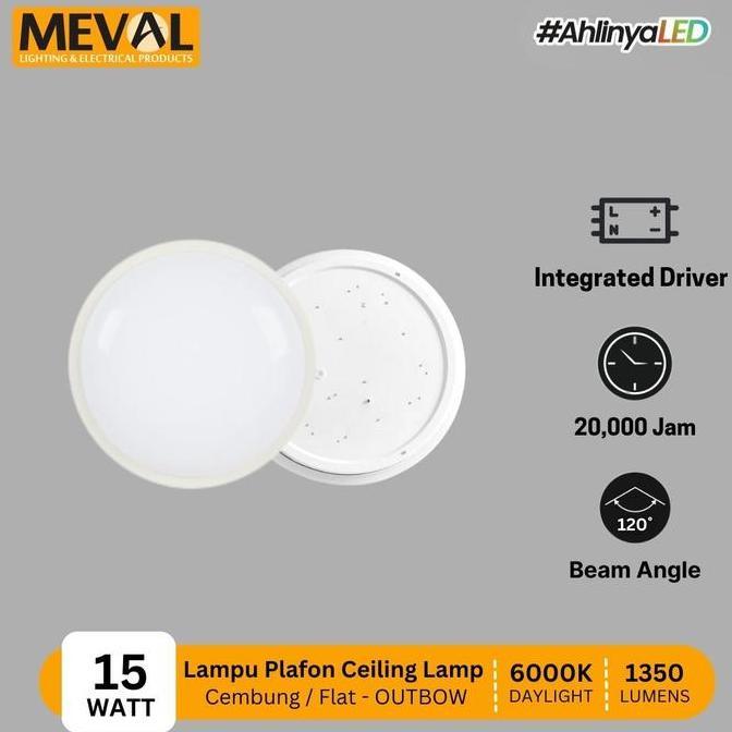 MEVAL Lampu Plafon LED Ceiling Lamp Cahaya Putih 6000K - 8W/15W/20W