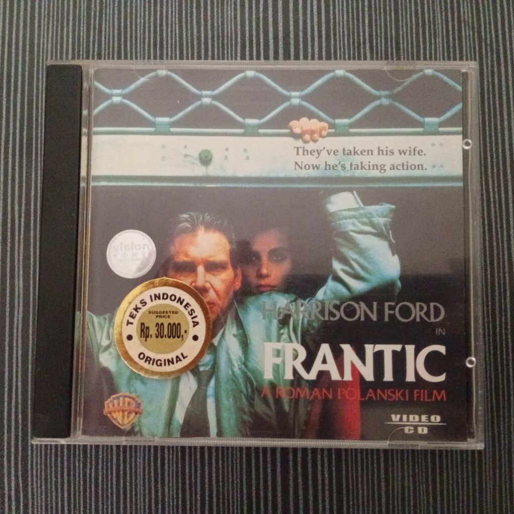 VCD Frantic Harrison Ford (1988) Teks Indonesia Original Warner Bros Bekas Bagus