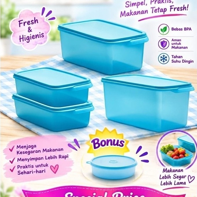 TUPPERWARE Fresia Collection Tempat Ikan Dalam Kulkas Produk Original Pengiriman Cepat Kemasan Rapi