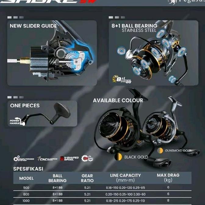 Reel SPINNING PEGASUS SABRE SALTWATER (POWER HANDLE)