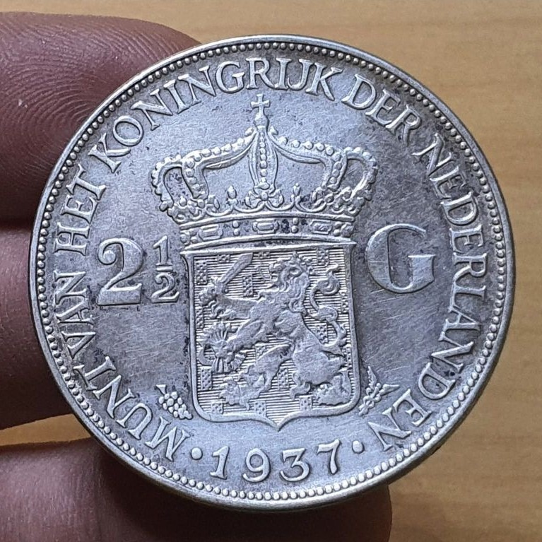 Koin Belanda 2½ Gulden 1937, 1939 Ratu Wilhelmina