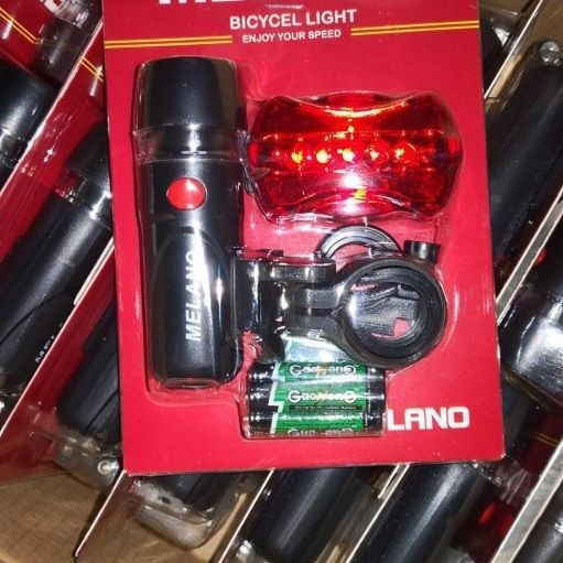 Lampu Sepeda Eterna EN-808A dengan 5 LED Putih & Merah - En-808A Set Baterai