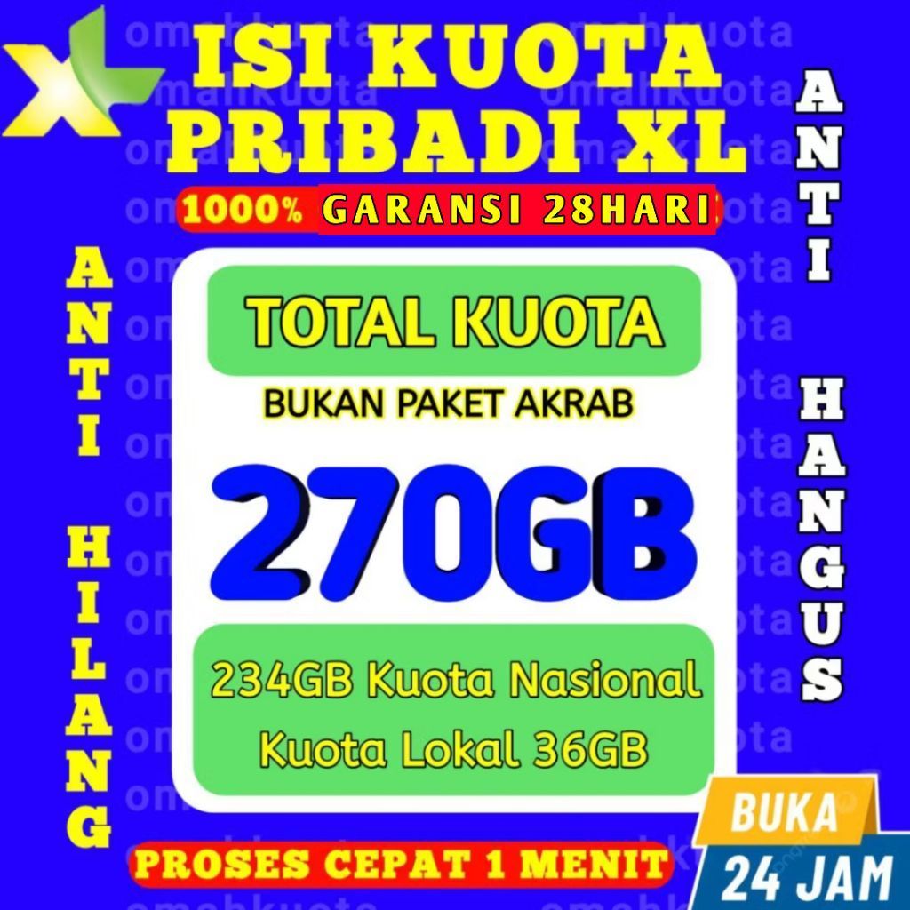 HOTPROMO PAKET DATA XL 270GB 100GB UNLIMITED FULL TANPA PEMBAGIAN - XL AKRAB TERMURAH