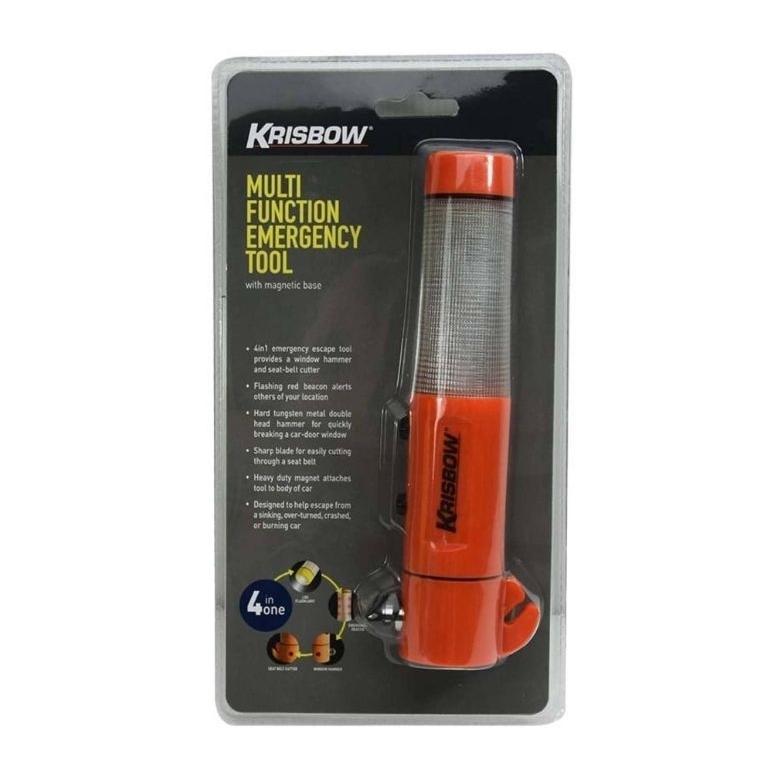 Krisbow - Multifunction Emergency Tool Perkakas Keselamatan Darurat Mobil Multifungsi 4in1 (Senter, 