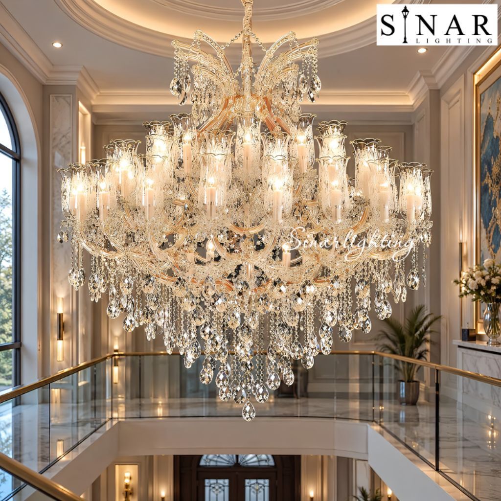 Lampu gantung Kristal chandellier kaca semprong 50 Cabang S5262