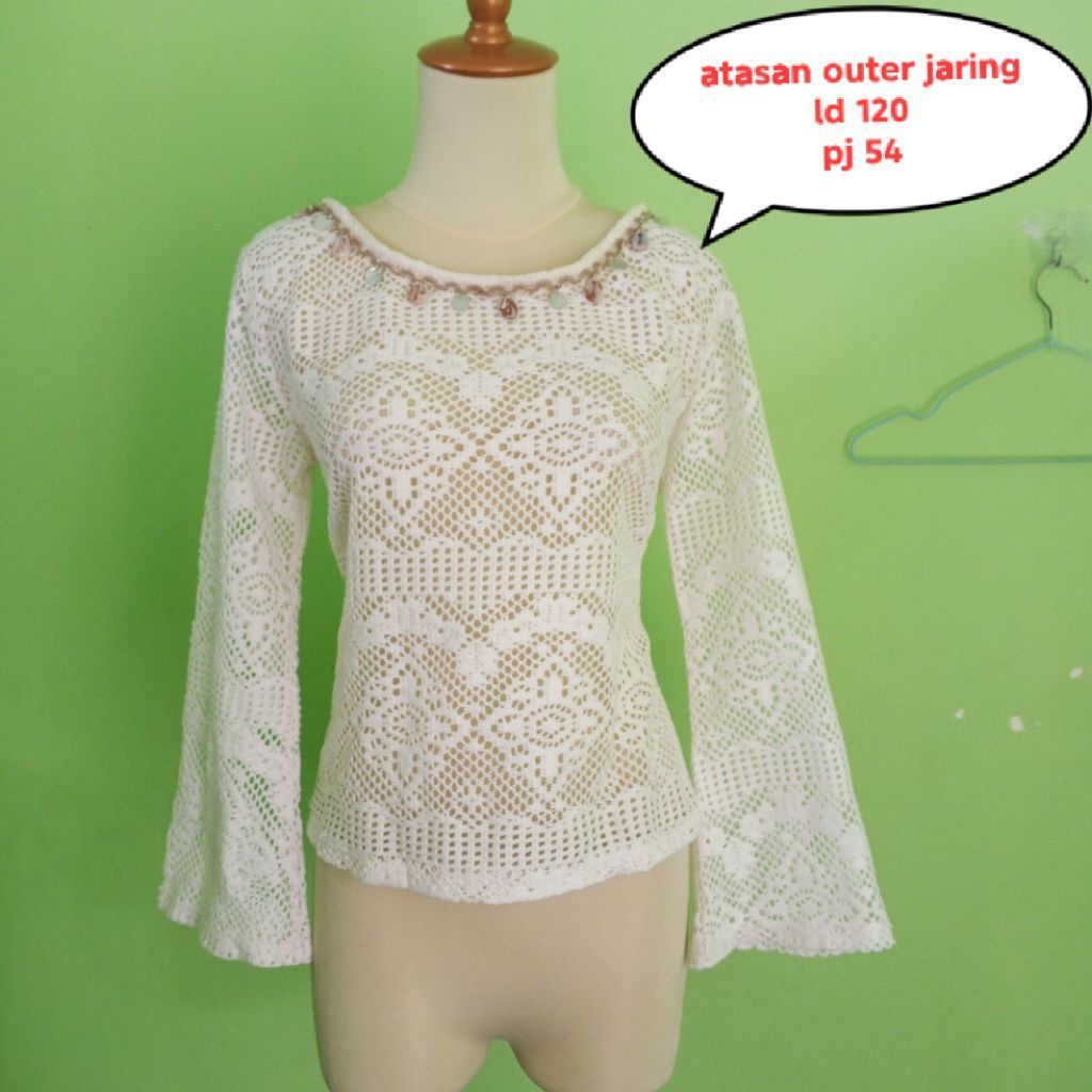 PL outer atasan jaring jaring putih