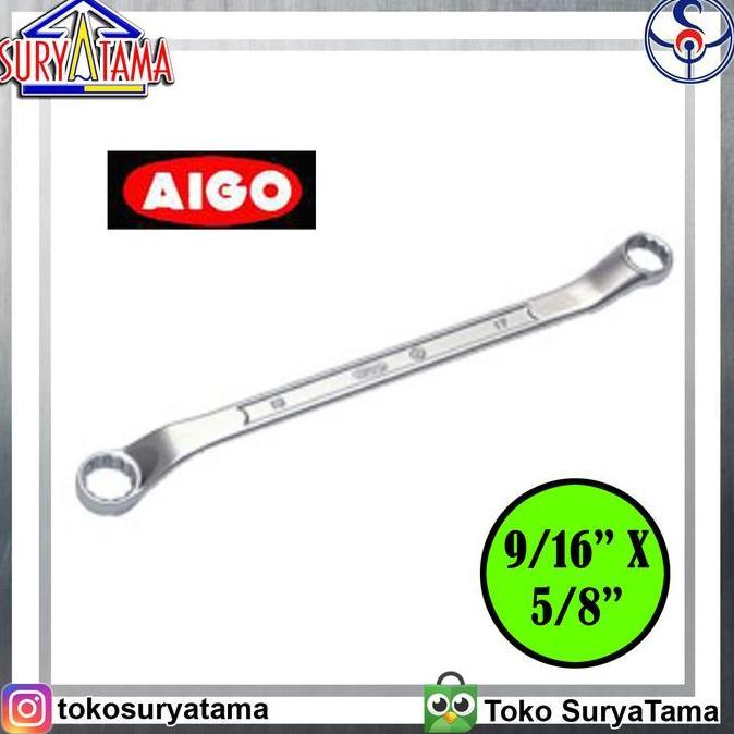 +++++] KUNCI RING INCHI 9/16" x 5/8" AIGO TOOLS