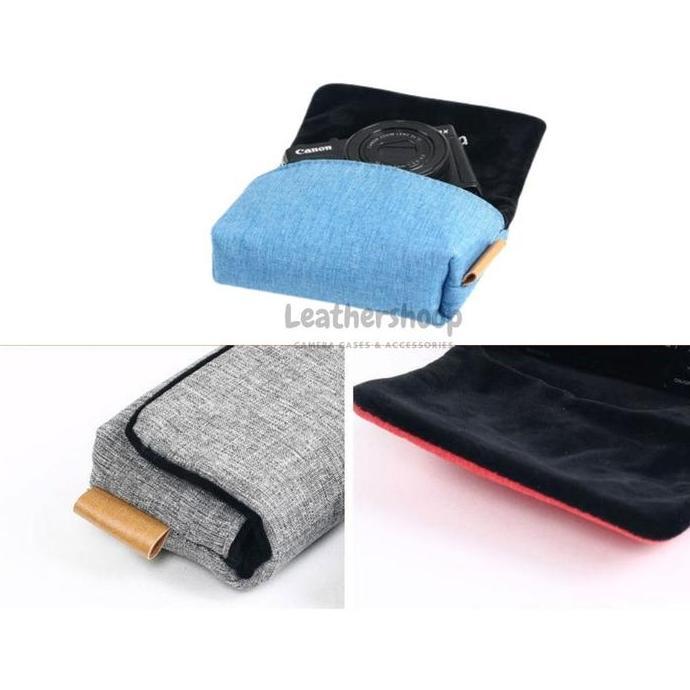 TANDASO - POUCH LINEN SARUNG KAMERA DIGITAL POCKET RX100II RX100III ZV-1F ZV-1M2 HX99 WX500 SX740 SX