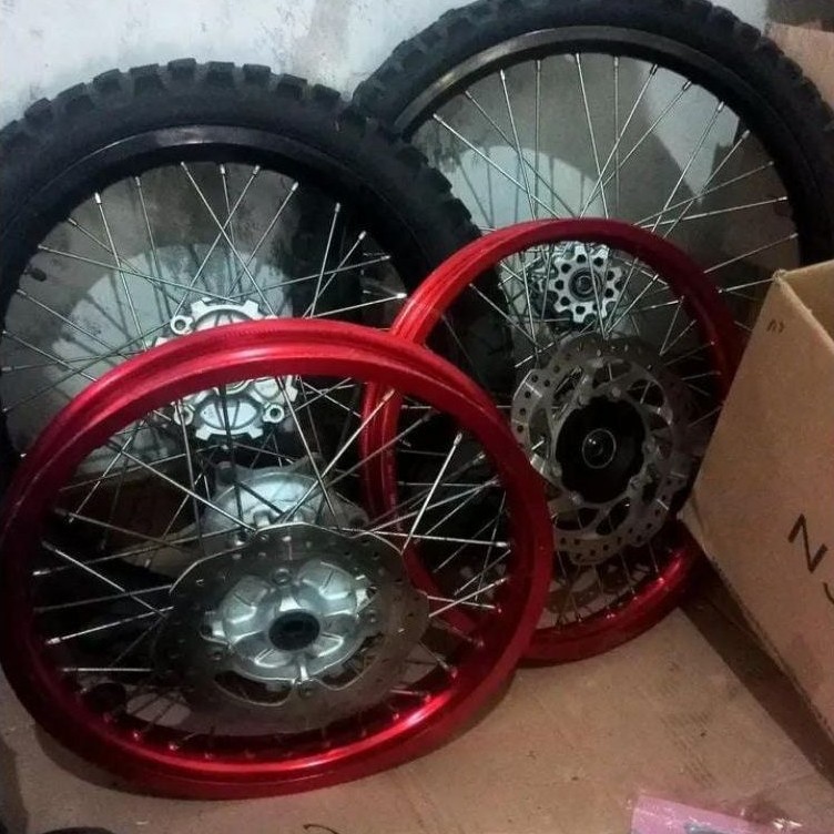 Velg 18+21 Tromol Scarlet KLX D Tracker Siap Pasang
