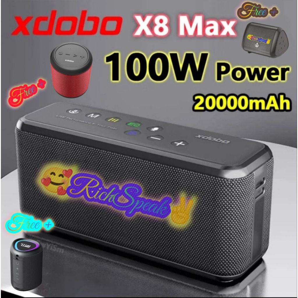 XDOBO X8 MAX 100W RMS DEEP BASS SPEAKER PORTABLE BLUETOOTH 5.0 IPX 5