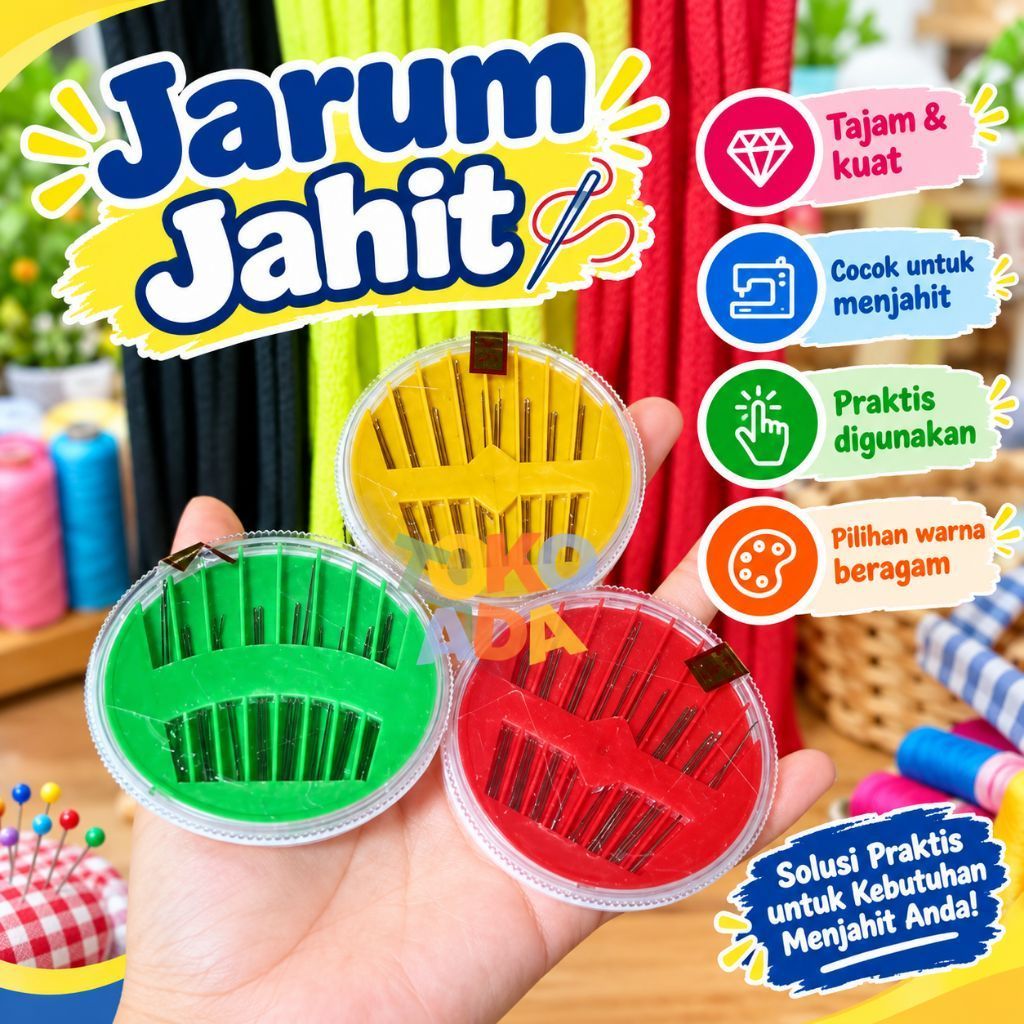 Jarum Jahit Set Lengkap Dalam Box Bulat Jarum Tangan Stainless Alat Jahit jarum jahit, jarum jahit t