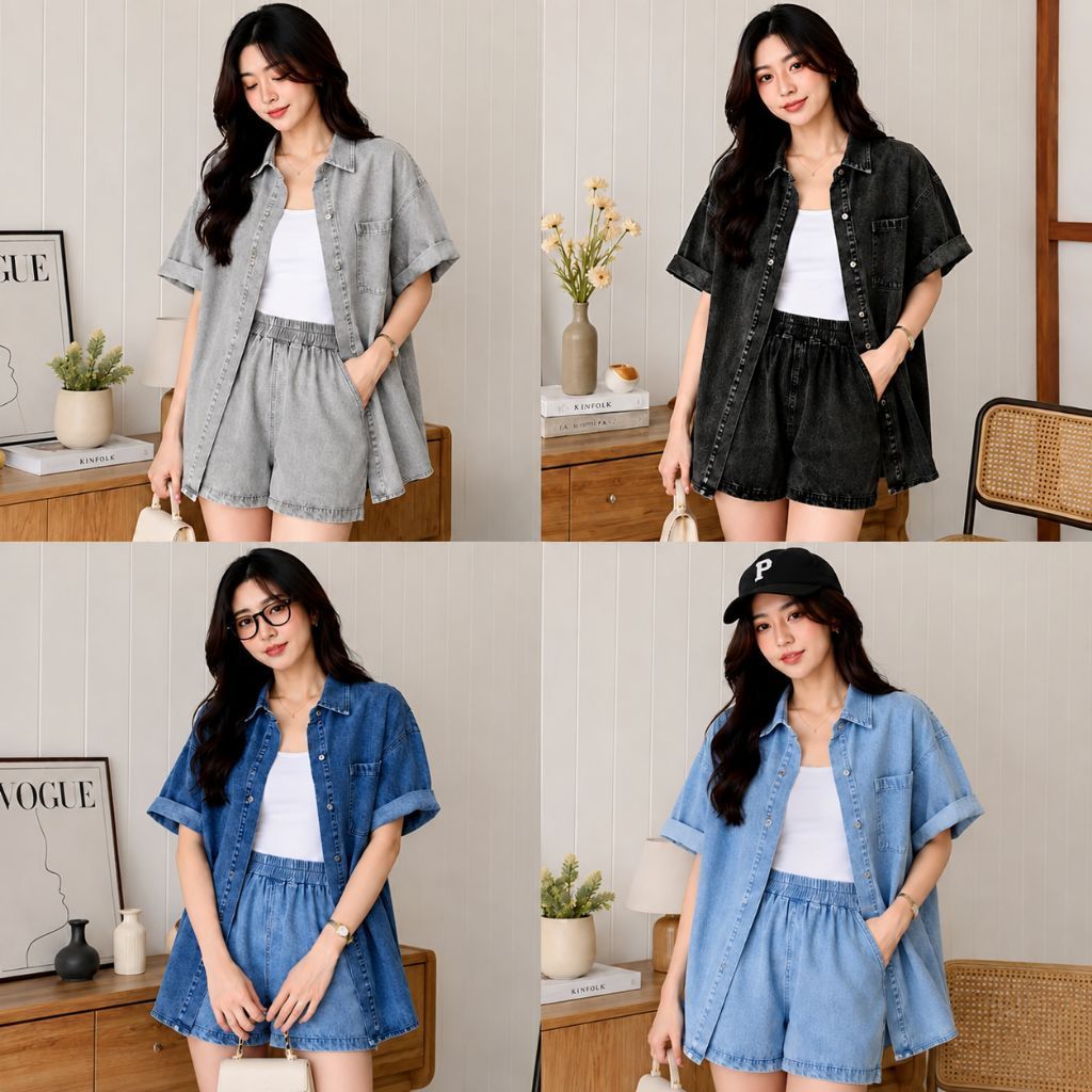 Setelan Jeans Pendek Wanita Kekinian Setelan Jeans Casual