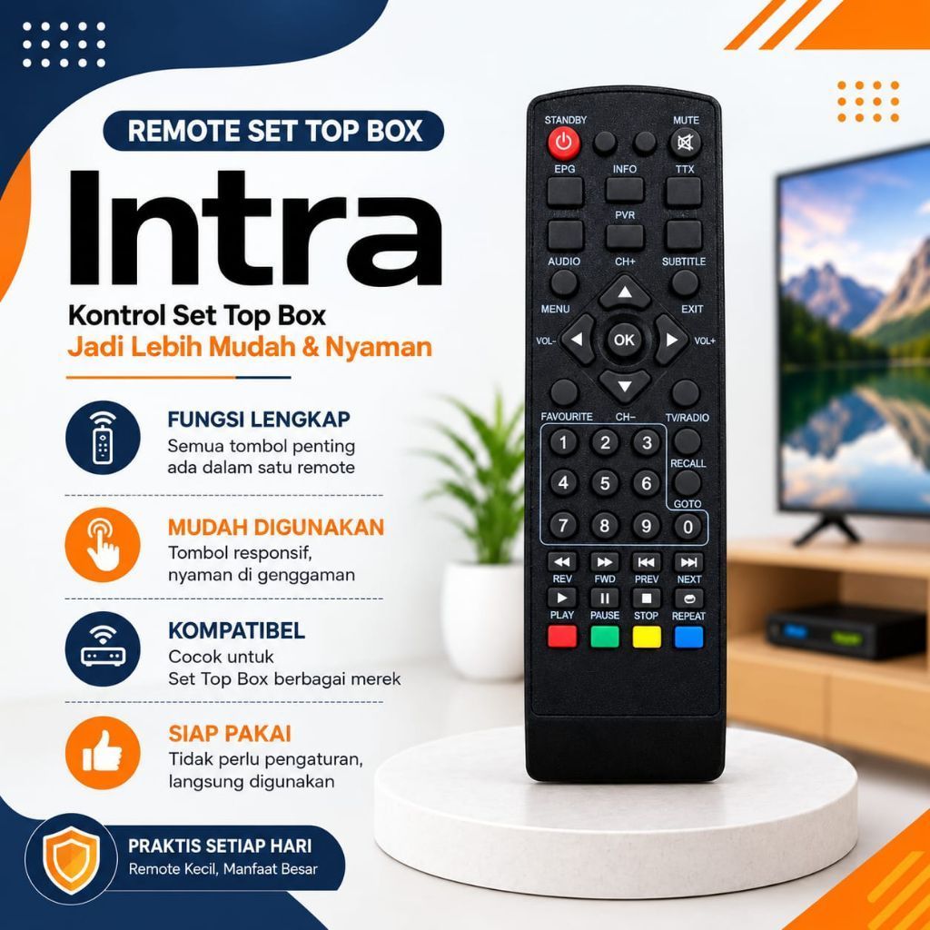 Remote Set Top Box INTRA DVB T2 -Remot STB Intra Siap Pakai