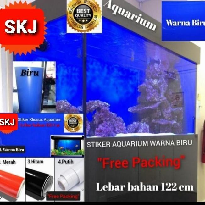 Ready STIKER AQUARIUM/STIKER MURAH BIRU HITAM GLOS DOFF _ Biru