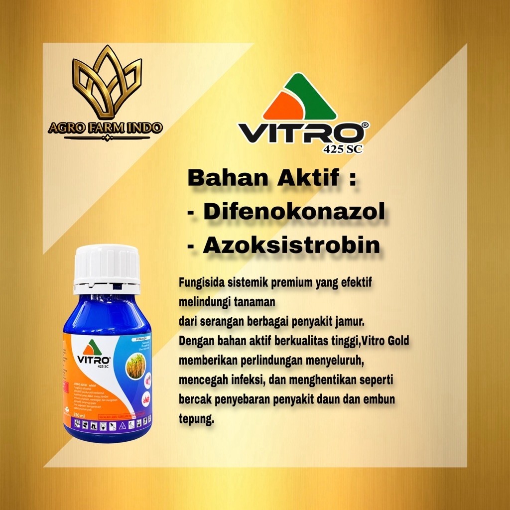 VITRO 425 SC 250ml – Fungisida Sistemik Azoxystrobin + Difenoconazole | Fungisida Padi & Tanaman