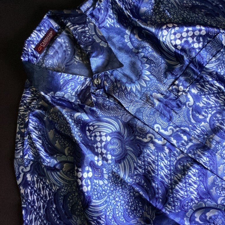 kemeja vintage batik cardova white blue