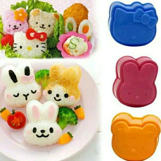 Open DS] Cetakan Nasi / Rice Mold / Bento Tools 3 in 1 (1 set isi 3 : Hello Kitty + Bear + Bunny) re