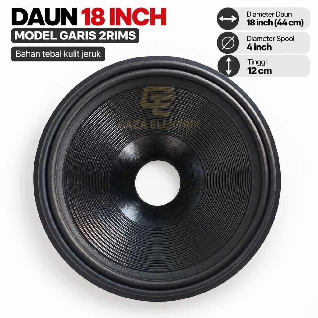 Daun speaker 18 inch kulit jeruk bahan tebal model garis lubang spool 4 inch 2 rims
