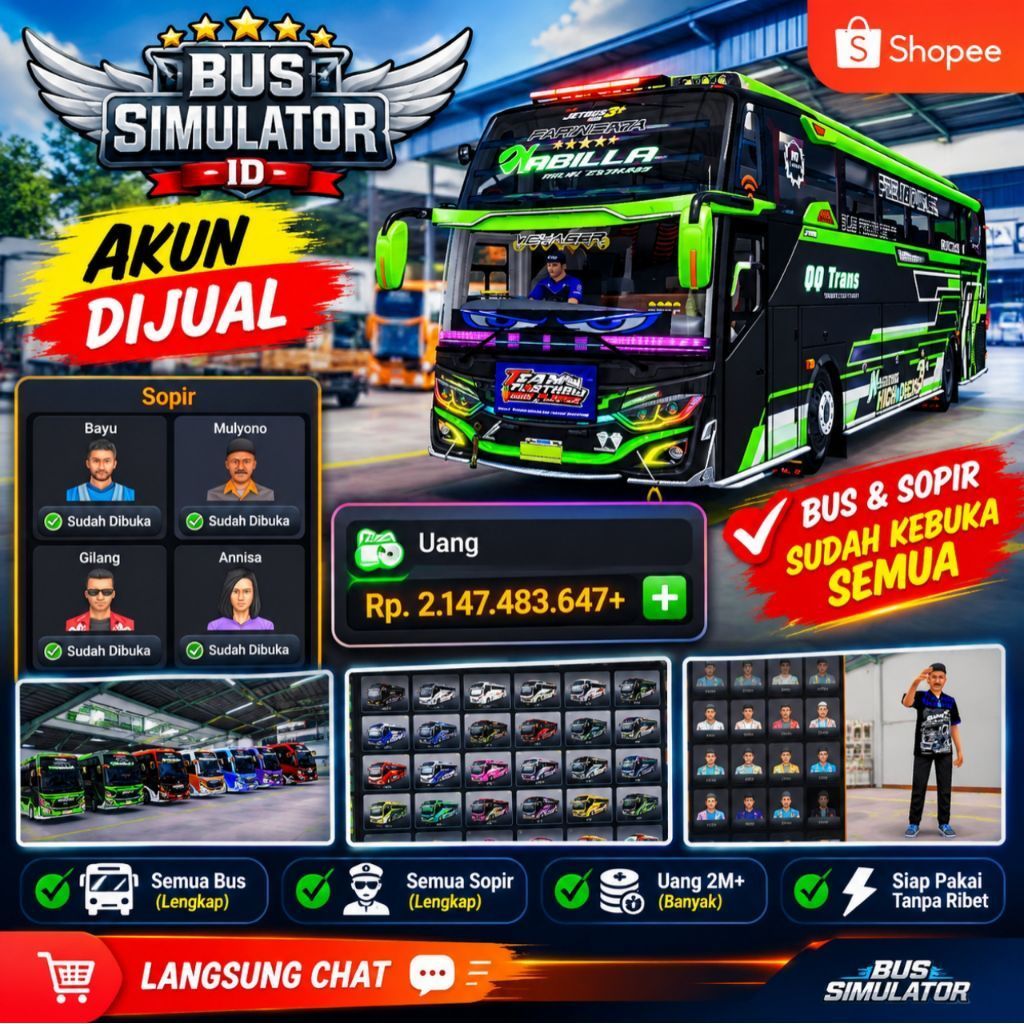 Akun BUSSID Bus Simulator Indonesia | Semua Bus & Supir Unlock Full | Siap Main