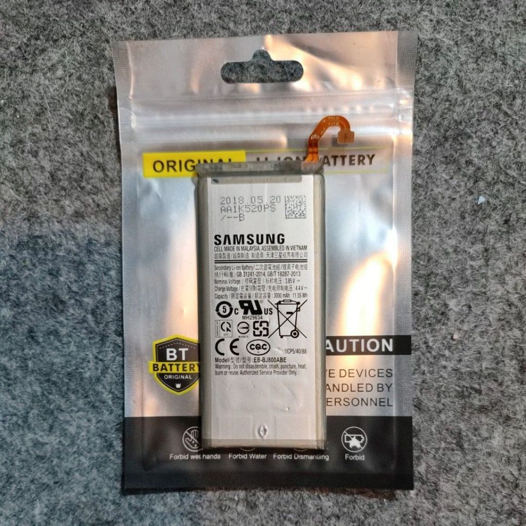 BATERAI SAMSUNG J6/A6 2018 TYPE EB-BJ800ABE BEKAS COPOTAN ORIGINAL NORMAL