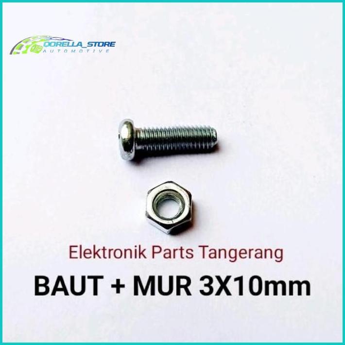 (10PCS) BAUT MUR UKURAN 3 X 10MM MUR + BAUT UKURAN 3X10MM BAUT 10MM MUR 3MM TERBARU