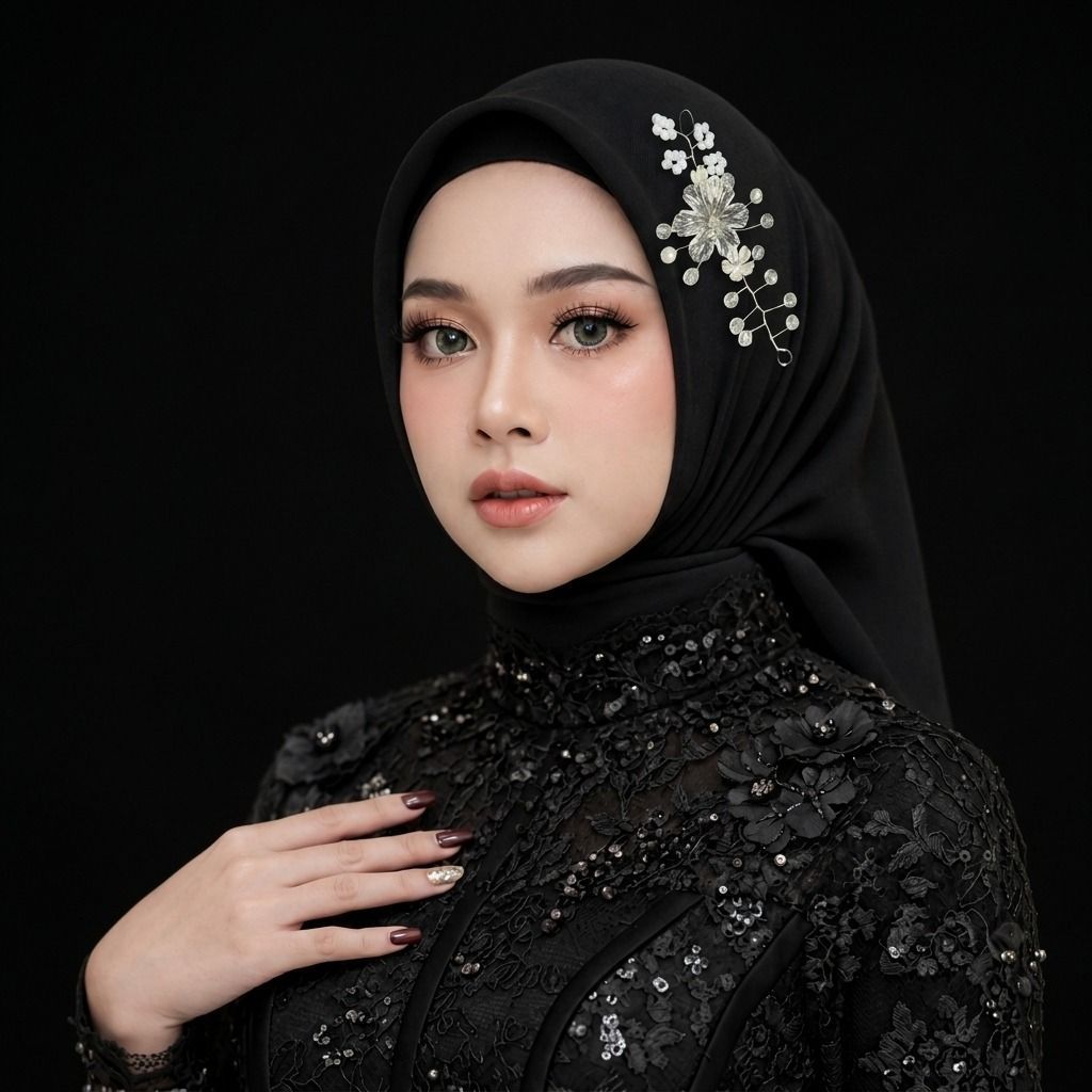 RISAOSHOP - R27 Mahkota Headpiece Hijab Mutiara Premium / Hiasan Rambut Pesta Jilbab Pengantin untuk