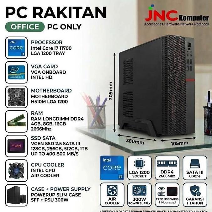 KOMPUTER RAKITAN SLIM CASE I7 GEN11 RAM DDR4 SSD NVME CPU SFF PC - I7 11700 CASING SLIM PC